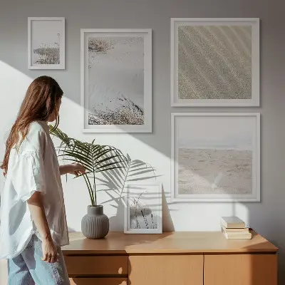 Dekorációs kép szett nappaliba minimalista tengerparti motívumokkal