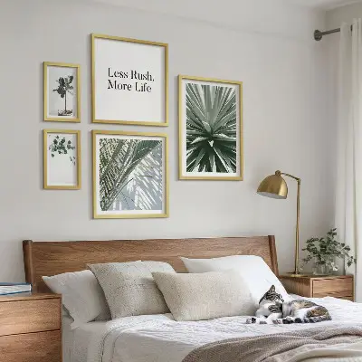 Dekorációs kép szett nappaliba modern zöld leveles mintával