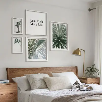 Dekorációs kép szett nappaliba modern zöld leveles mintával