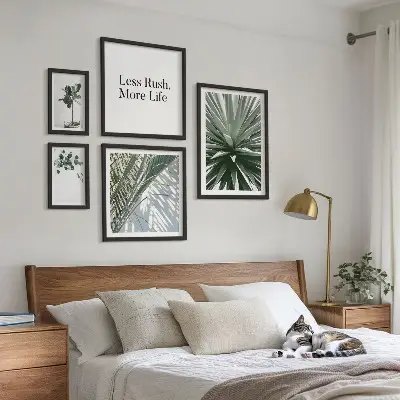 Dekorációs kép szett nappaliba modern zöld leveles mintával