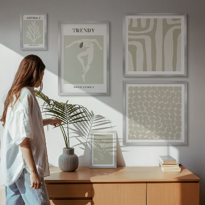 Képkészlet nappaliba Stílusos absztrakt zöld grafika