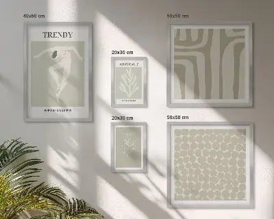 Stílusos absztrakt zöld grafika képkészlet nappaliba