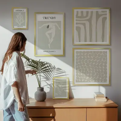 Stílusos absztrakt zöld grafika képkészlet nappaliba