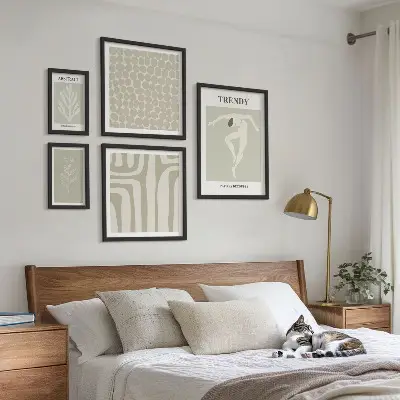 Stílusos absztrakt zöld grafika képkészlet nappaliba