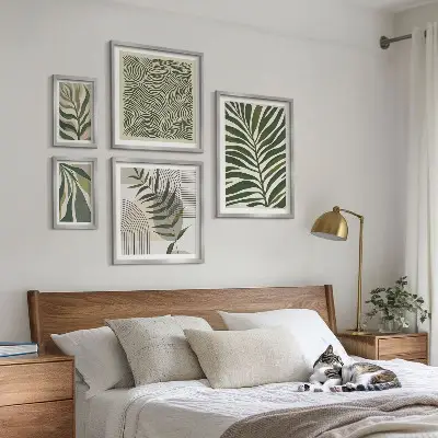 Képkészlet nappaliba modern növényi mintákkal
