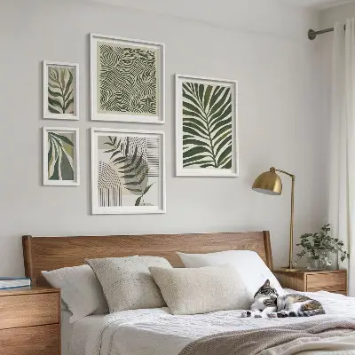 Képkészlet nappaliba modern növényi mintákkal