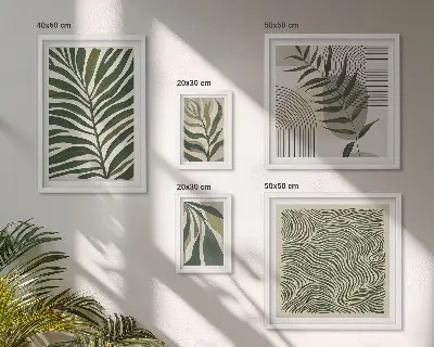 Képkészlet nappaliba modern növényi mintákkal