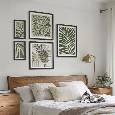 Képkészlet nappaliba modern növényi mintákkal