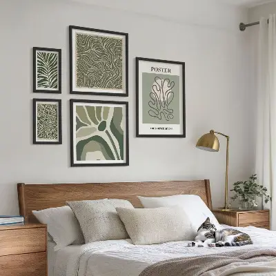 Absztrakt bohém növényi formájú dekorációs képkészlet nappaliba