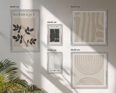 Dekorációs képkészlet nappaliba stílusos növényi grafikával