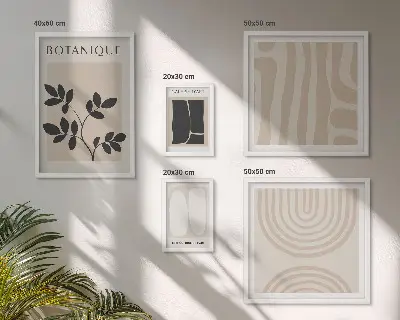 Dekorációs képkészlet nappaliba stílusos növényi grafikával