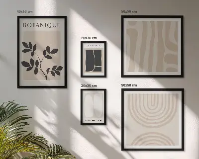 Dekorációs képkészlet nappaliba stílusos növényi grafikával