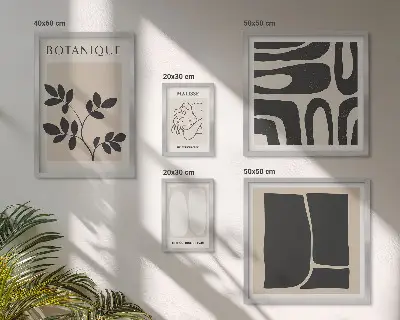 Stílusos absztrakt növényi grafika prémium keretezett kép