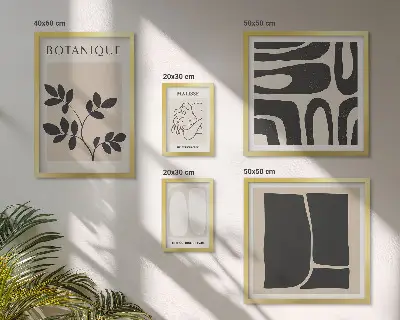 Stílusos absztrakt növényi grafika prémium keretezett kép