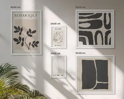 Stílusos absztrakt növényi grafika prémium keretezett kép