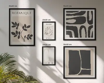 Stílusos absztrakt növényi grafika prémium keretezett kép