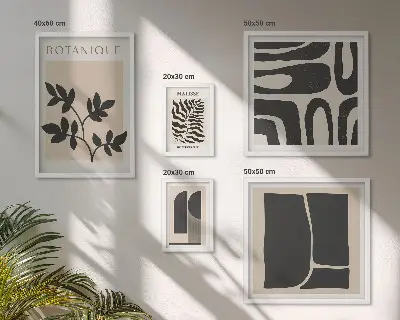 Dekorációs képkészlet nappaliba stílusos absztrakt természet grafikával