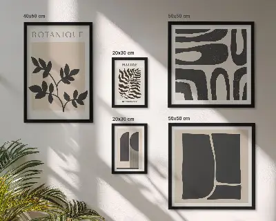 Dekorációs képkészlet nappaliba stílusos absztrakt természet grafikával