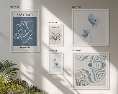 Dekorációs kép szett nappaliba modern absztrakt virágmintás stílusban