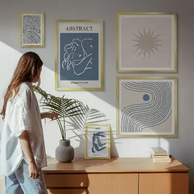 Stílusos absztrakt geometria prémium keretezett kép