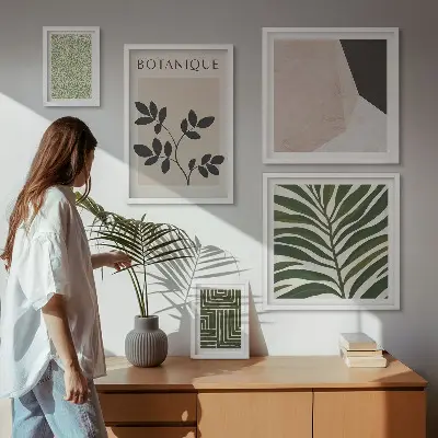 Dekorációs képkészlet modern növényi inspirációkkal nappaliba
