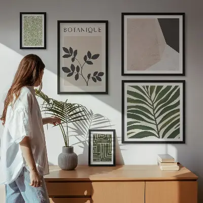 Dekorációs képkészlet modern növényi inspirációkkal nappaliba