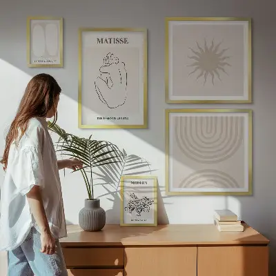 Minimalista vonalvezetésű dekorációs képkészlet nappaliba szánt művészi kivitelben
