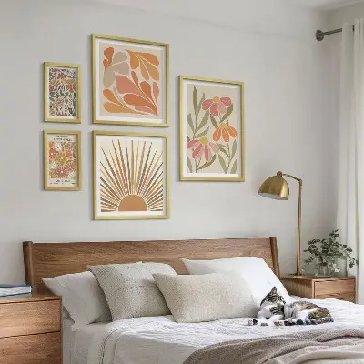 Prémium keretezett kép bohém stílusú geometrikus virágok mintával