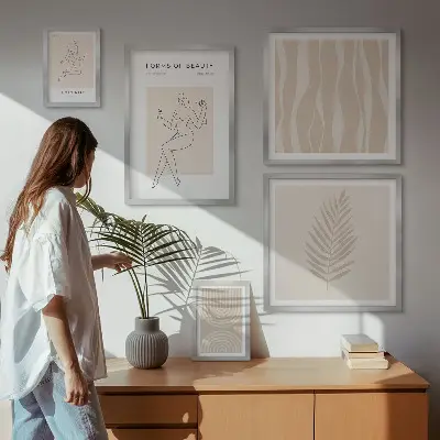 Dekorációs képkészlet nappaliba gyönyörű minimalista motívumokkal