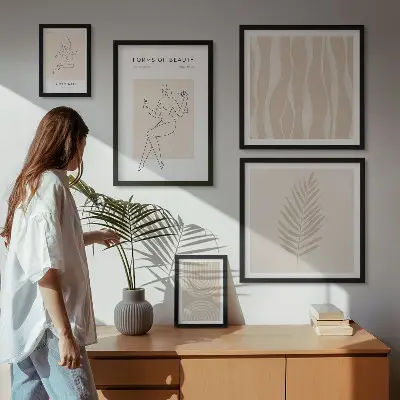Dekorációs képkészlet nappaliba gyönyörű minimalista motívumokkal