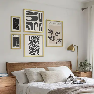 Modern növényi motívumokat ábrázoló képszett nappaliba