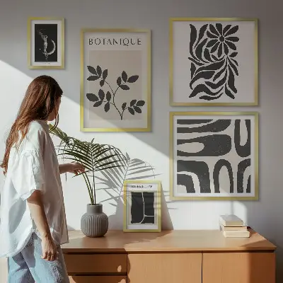 Modern növényi motívumokat ábrázoló képszett nappaliba