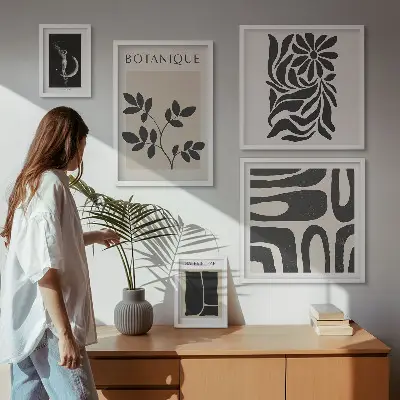 Modern növényi motívumokat ábrázoló képszett nappaliba