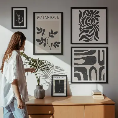 Modern növényi motívumokat ábrázoló képszett nappaliba
