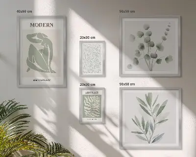 Prémium keretezett falikép szett stílusos növényi mintákkal