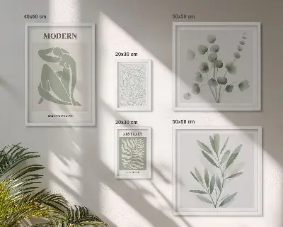 Prémium keretezett falikép szett stílusos növényi mintákkal