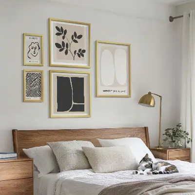 Dekorációs kép készlet nappaliba stílusos minimalista vonalvezetésű grafikával