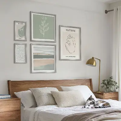 Dekorációs kép készlet nappaliba stílusos növényi grafikával