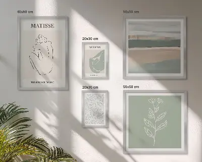 Dekorációs kép készlet nappaliba stílusos növényi grafikával