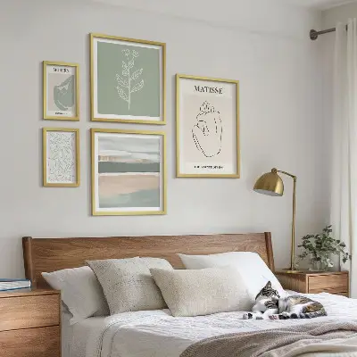 Dekorációs kép készlet nappaliba stílusos növényi grafikával