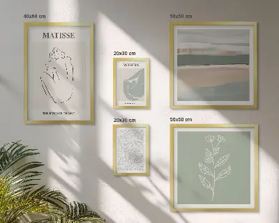 Dekorációs kép készlet nappaliba stílusos növényi grafikával