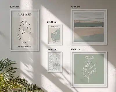 Dekorációs kép készlet nappaliba stílusos növényi grafikával