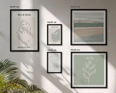 Dekorációs kép készlet nappaliba stílusos növényi grafikával