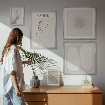 Dekorációs képkészlet nappaliba bohém stílusú minimalista formákkal