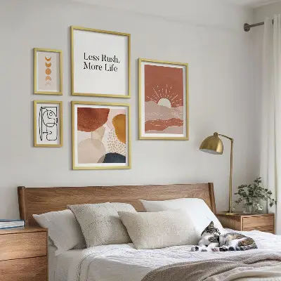 Stílusos absztrakt napgrafika képkészlet nappaliba