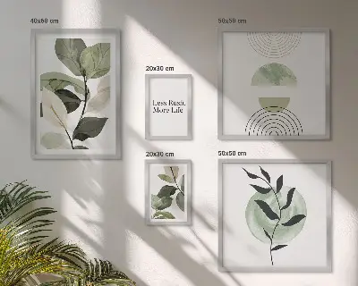 Dekorációs képkészlet stílusos növényi grafikákkal nappaliba