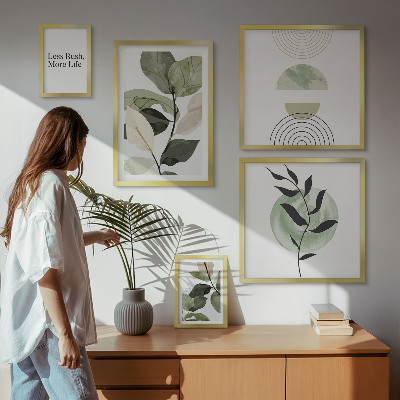Dekorációs kép készlet nappaliba Stílusos növényi belső grafika