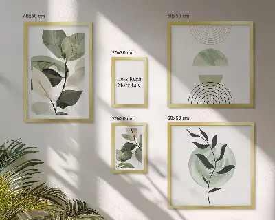 Dekorációs képkészlet stílusos növényi grafikákkal nappaliba