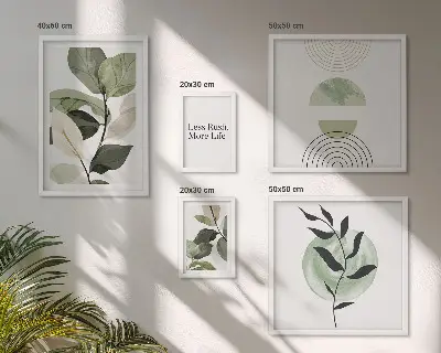 Dekorációs képkészlet stílusos növényi grafikákkal nappaliba