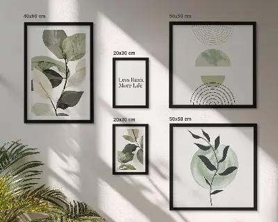 Dekorációs képkészlet stílusos növényi grafikákkal nappaliba